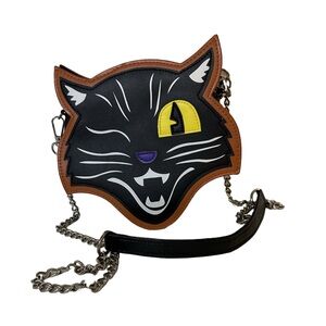 Cat Face Crossbody Halloween Bag with Chain Strap